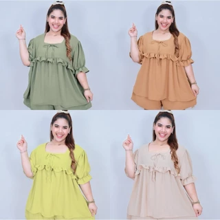 [ ส่งฟรี 🔥 ] A293 POPPY TOP เสื้อคอเหลี่ยมระบาย เนื้อนิ่ม พริ้วไหวใส่สบาย ไม่ร้อน ผ้าสลาฟเกาหลี อก 48-60“ (หน้าผ้า 66”)
