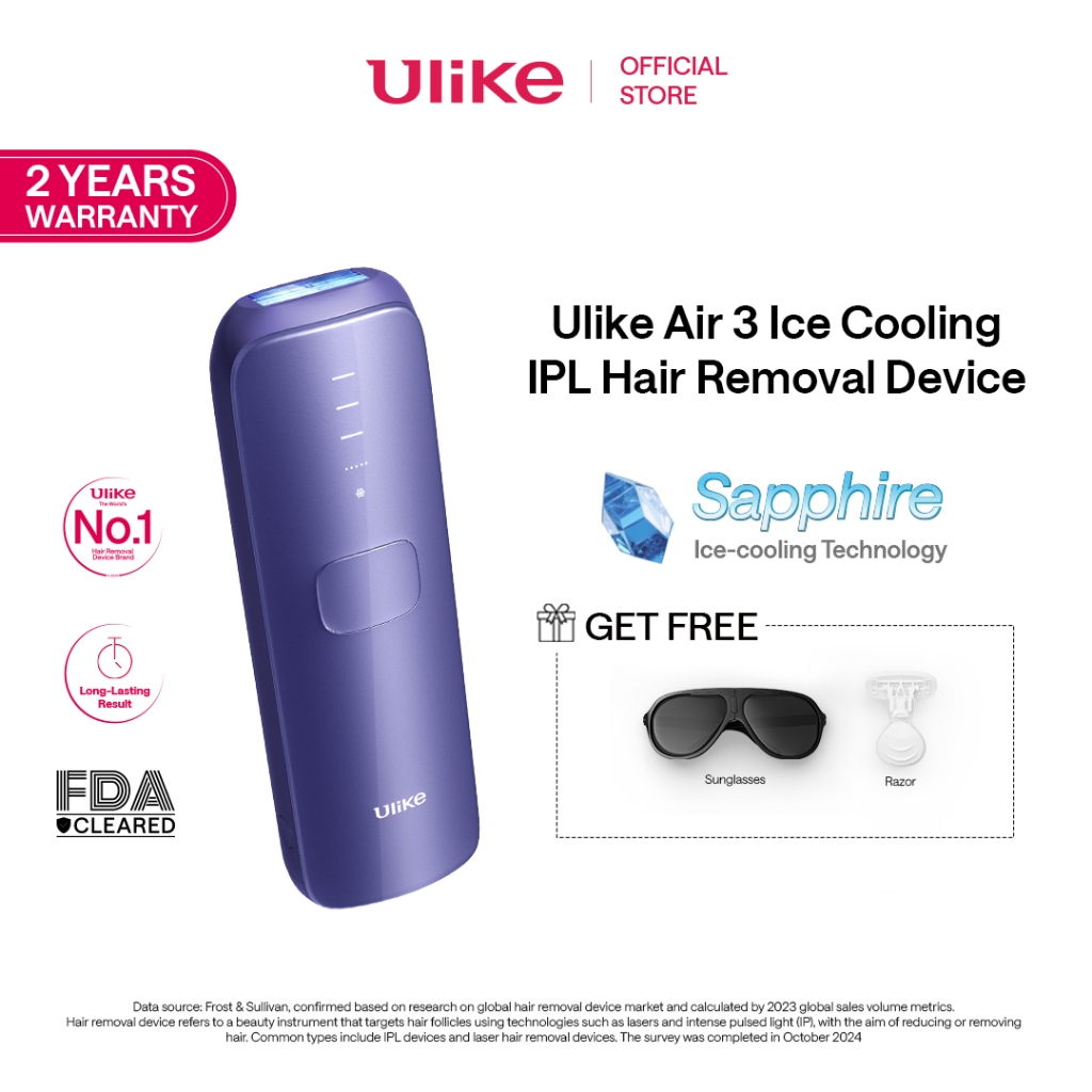 ส่วนลดสั่งซื้อ 500✅Ulike Air 3 IPL เครื่องกำจัดขน Sapphire ice-cooling Laser Hair Remov ไม่ทำลายผิว 