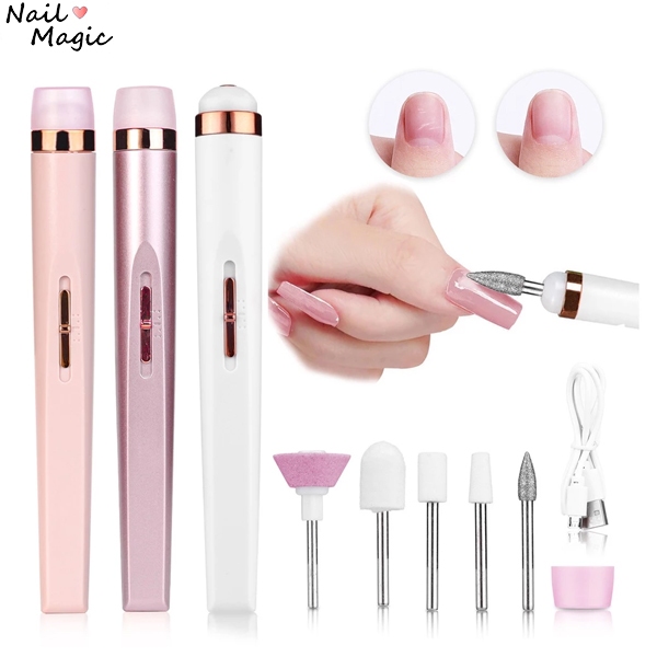 Nail Magic เครื่องเจียเล็บไฟฟ้า เครื่องทำเล็บ USB ขัดและขจัดผิวที่ตายแล้ว เครื่องขัดเล็บไฟฟ้า ตะไบเล็บ หัวเจียเล็บ 5 หัว