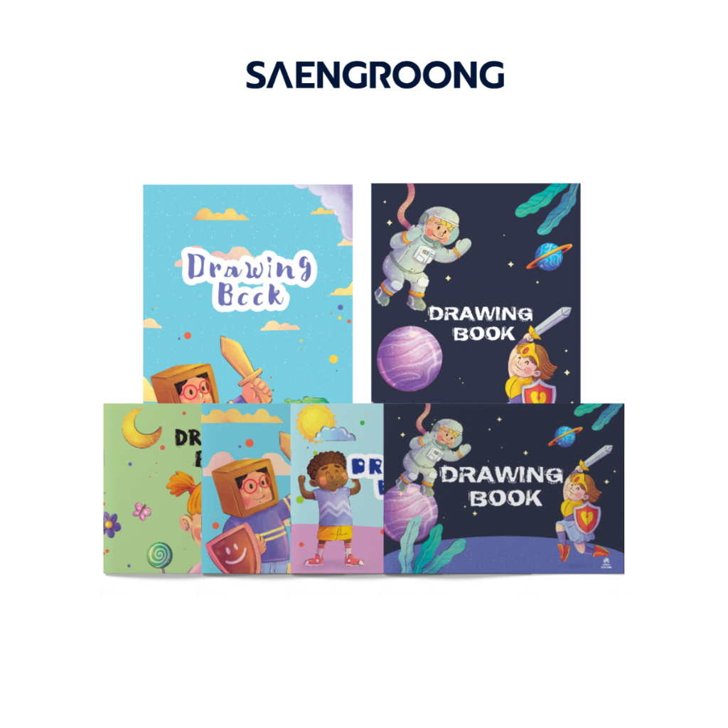 Saengroong สมุดวาดเขียน เล่มเล็ก / ใหญ่ (80แกรม) / 10แผ่น รวมปก