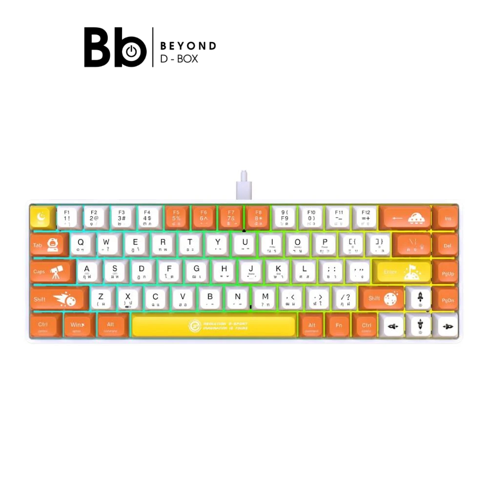 คีย์บอร์ดเกมมิ่ง Neolution E-Sport Mechanical Galactus Orange/White - Blue Switch By BB Beyond D-Box