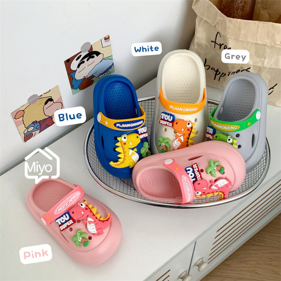 รองเท้าแตะหัวโตแบบสวม/รองเท้าแตะแฟชั่นเด็ก พร้อมจิบิไดโนเสาร์ น่ารักๆ น้ำหนักเบาพื้นนุ่มใส่สบายและมียางกันลื่น - รูปที่ 2