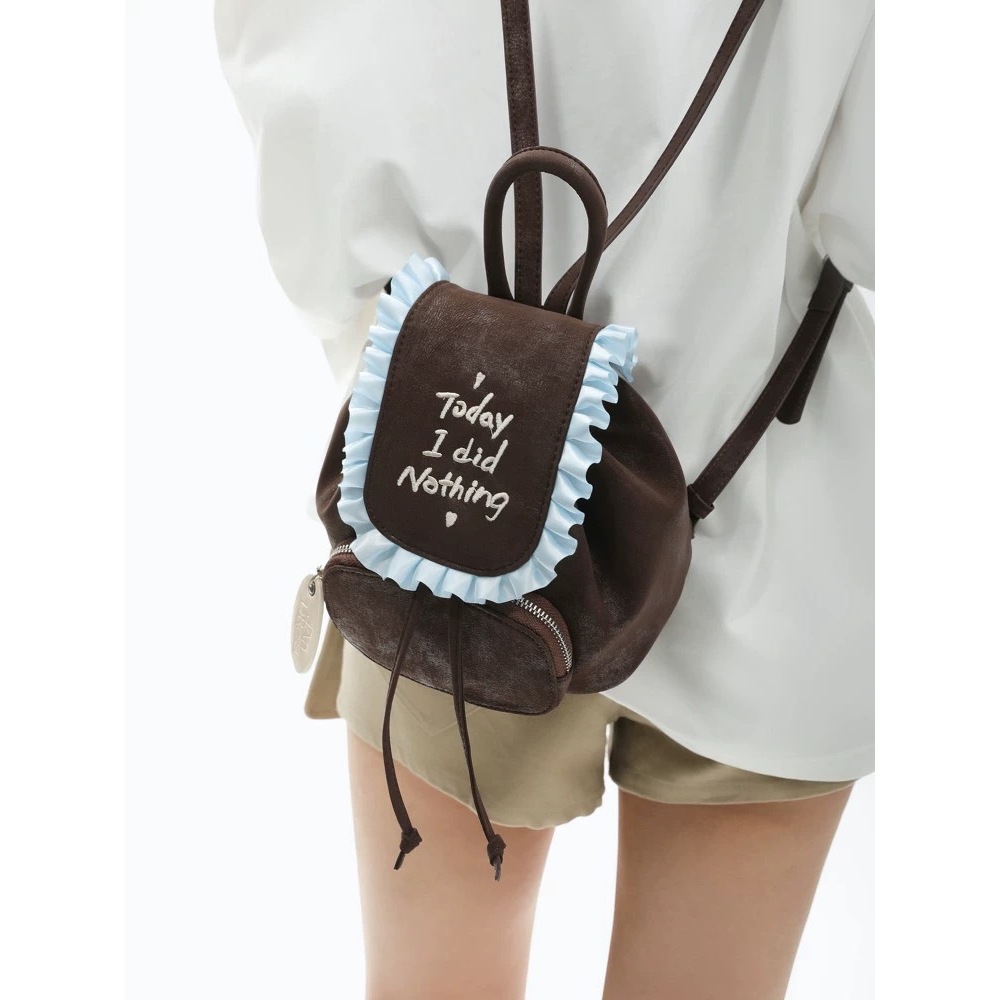 (Preorder) Jandress Mini Lace Backpack - 'today i did nothing' series 🩵 กระเป๋าสะพายหลัง Jandress