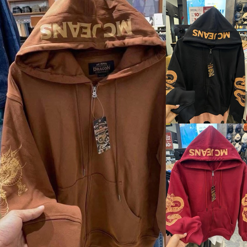 รุ่นฮิต🤎 เสื้อฮู้ดดี้ลายมังกร🐉 รุ่นฮิต Mc jeans ของแท้ 💯 % มีบริการเก็บเงินปลายทาง ✅️แถมถุงช็อป🛍