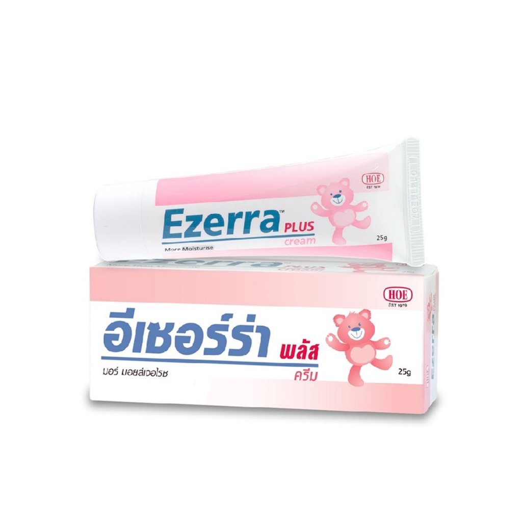 Ezerra plus อี เซอร์ ร่า พลัส ครีม มอยเจอร์ไรเซอร์ สำหรับผิวแห้ง คัน แพ้ง่าย ฉลากไทย (ครีมหมีชมพู)