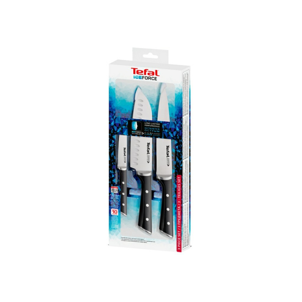Tefal ชุดเซ็ตมีดพลังน้ำแข็ง รุ่น ICE FORCE 3 ชิ้น มีดเชฟ 20 ซม.+ มีดซันโตกุ 18 ซม. + มีดอเนกประสงค์ CW-K232S374