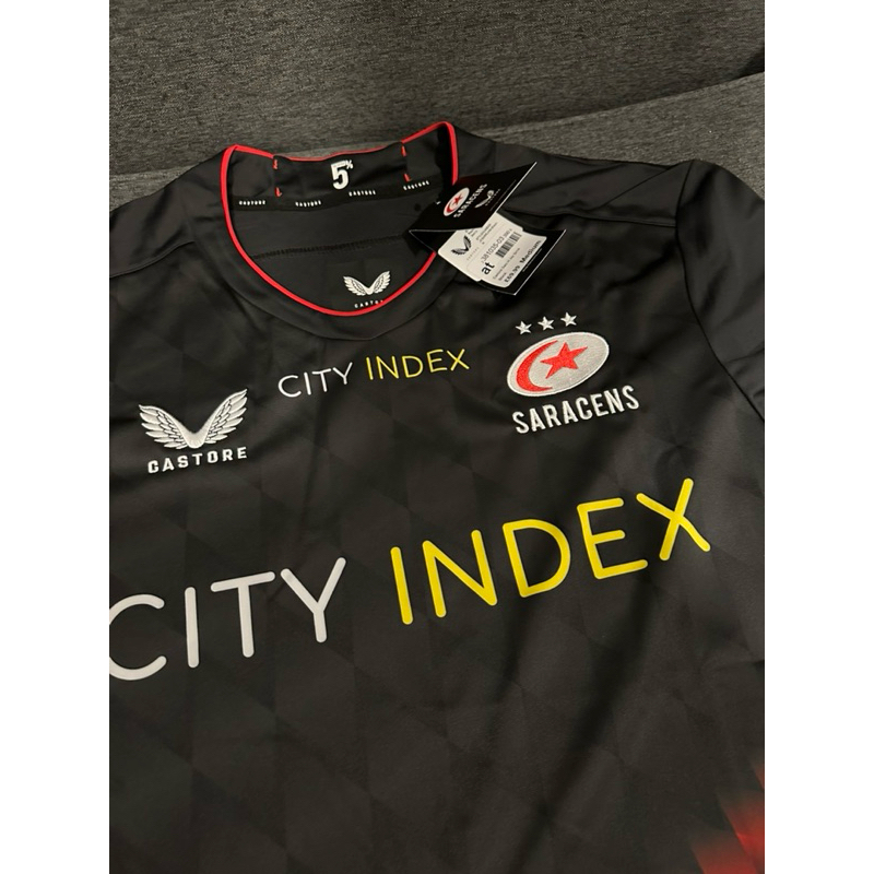 เสื้อรักบี้❤️‍🔥Saracens Rugby❤️‍🔥Castore Riplica Jersey Home Men's 🔥💙💛