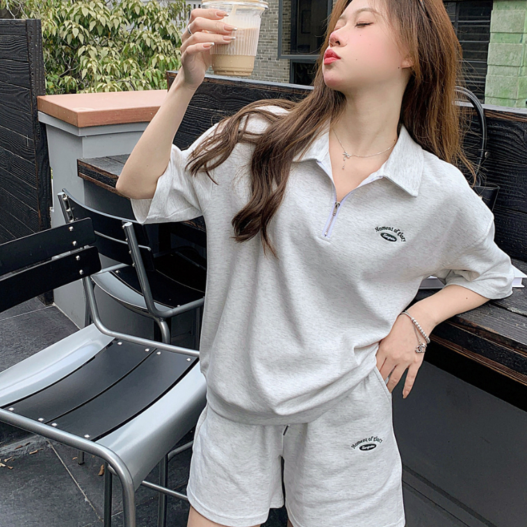 fashiongirl1688 ชุดเซตเสื้อคอปก + กางเกงซื้อ 1 ได้ถึง 2มี 2สี เทา / ดำไซส์ใหญ่เนื้อผ้าดีอินเทร์นสุดๆ