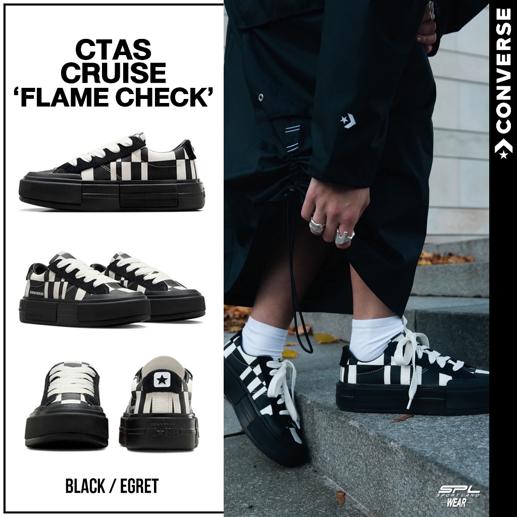 Converse รองเท้าผ้าใบ รองเท้าแฟชั่น UX Chuck Taylor All Star Cruise Flame Check OX A08790CUU4BKCM (3100)