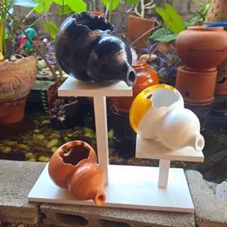 น้ำรินดินเผา ทรงน้ำเต้า ดูดทรัพย์ ตกแต่งอ่าง จัดสวน งานดินเผ…