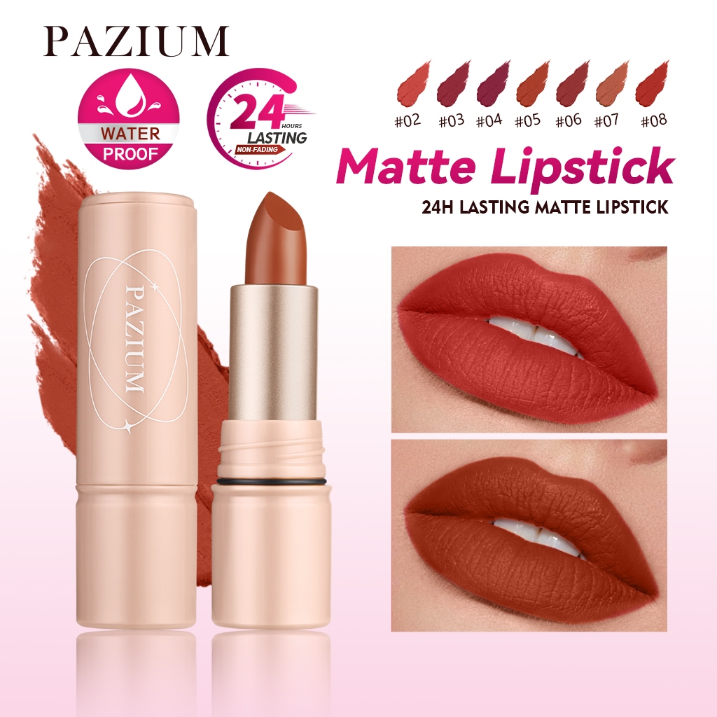 PAZIUM ลิปสติก เนื้อแมตต์ Matte Lipstick กำมะหยี่ ให้ความชุ่มชื้น ติดทนนาน กันน้ำ