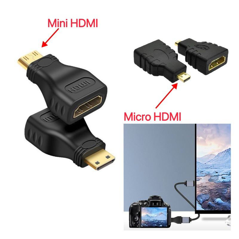 Mini HDMI to HDMI  Adapter หัวต่อ Mini HDMI to HDMI /Micro HDMI พร้อมเสียง ใช้ต่อสำหรับกล้องดิจิตอล