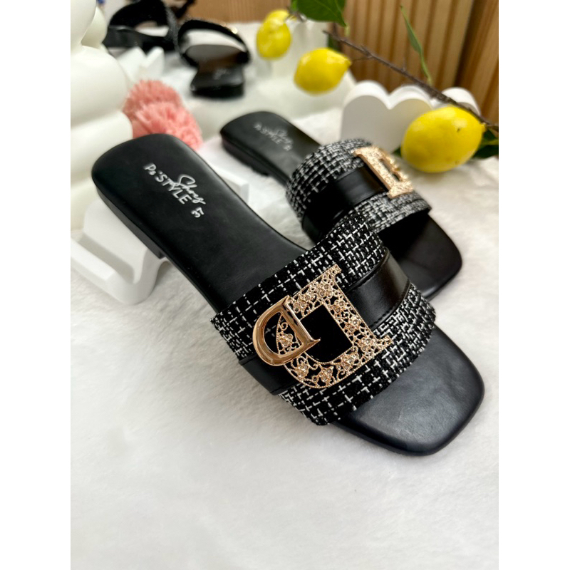 𓇼 รองเท้าแตะแบบสวม พื้นเรียบส้นแบน DD (36-45) 🇹🇭