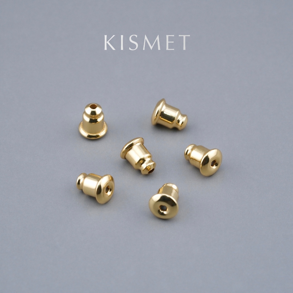 Kismet - Bullet Backs แป้นต่างหูโลหะ ทรงกระสุน สีทอง 18k (Gold Color) แพ็ค 3 คู่ Earring Backs | KM003-GD18K