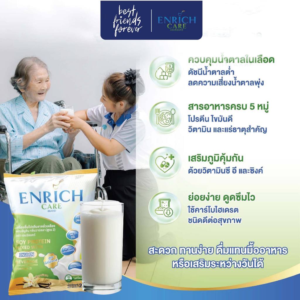 Enrich care เครื่องดื่มโปรตีนจากถั่วเหลือง ขนาด 2.5 กิโลกรัม (สูตรไม่มีน้ำตาล)
