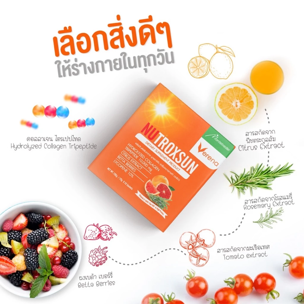 Nutroxsun คอลลาเจนกันแดด(10ซอง) 2 กล่อง นูทรอกซ์ซัน ผิวใส ฟรี ไฟเบอร์แล็กซ์ชัวร์ 1 ซอง[ส่งไวมากคร๊าบ] thumbnail 3