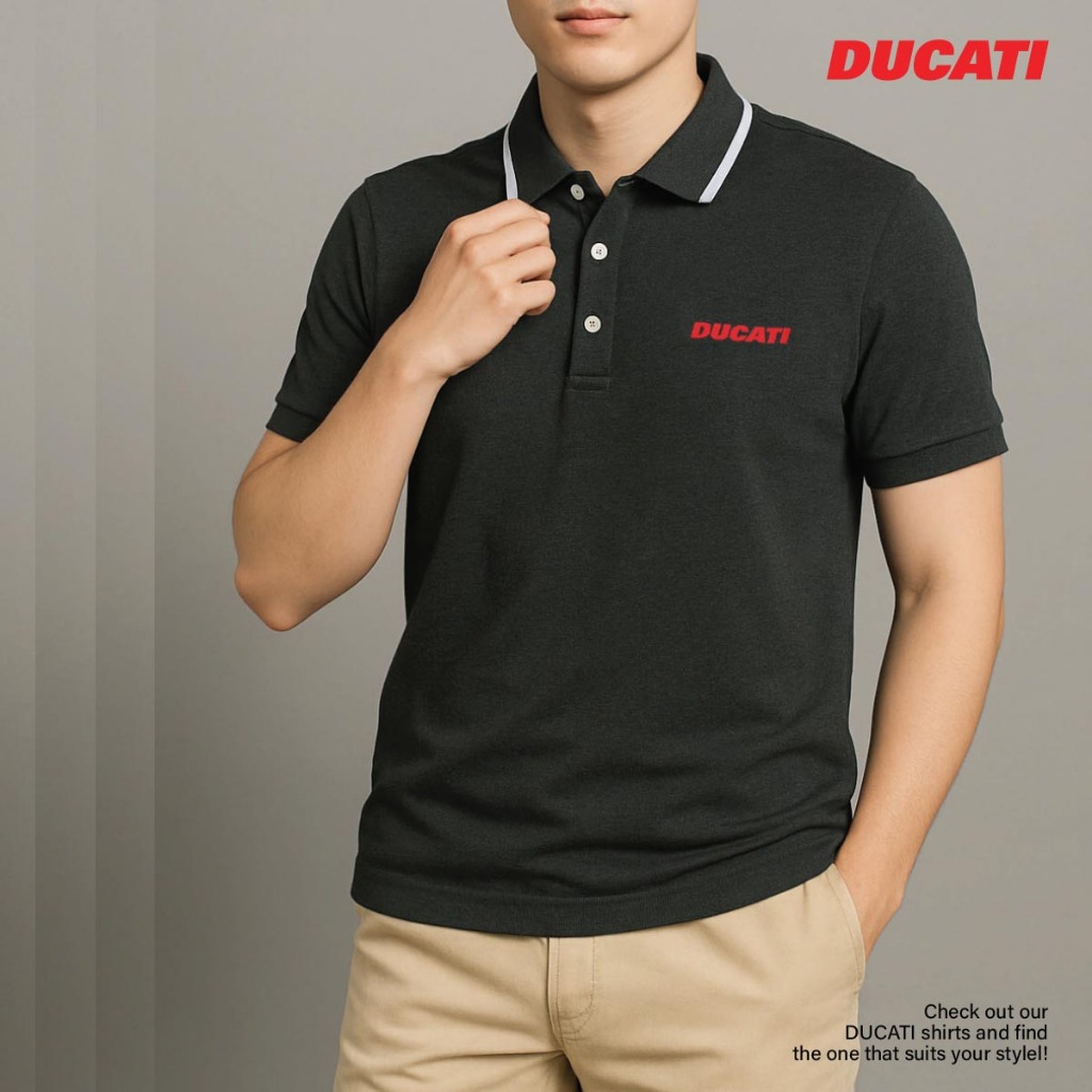 DUCATI POLO SHIRT เสื้อโปโลดูคาติ DCT52 045 สีเทา Official Licensed Product