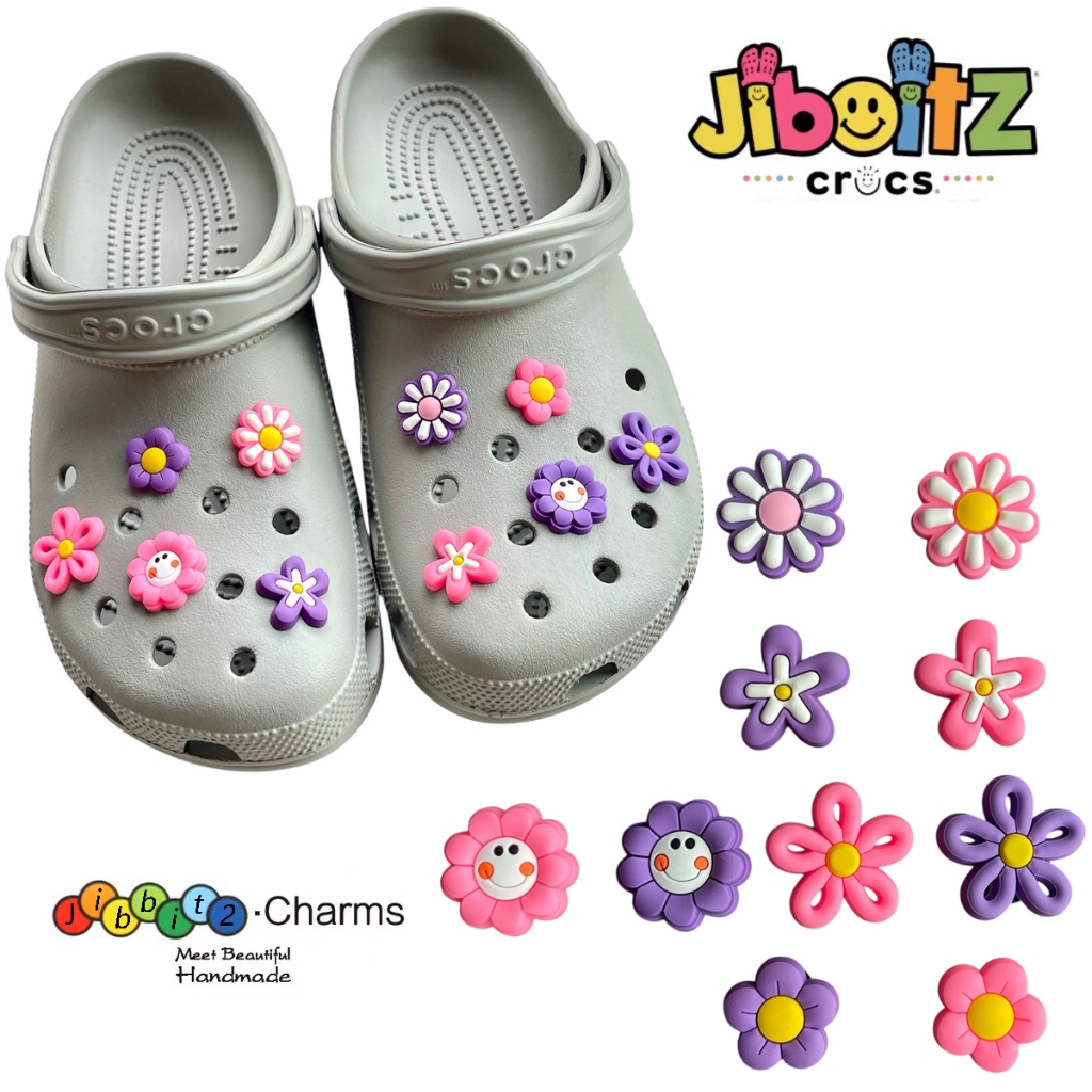 Jibbizt ลายดอกไม้ น่ารักสดใส DIY จิ๊บบิท มีแบบเยอะมากตัวติดรองเท้า Crocs พร้อมส่ง