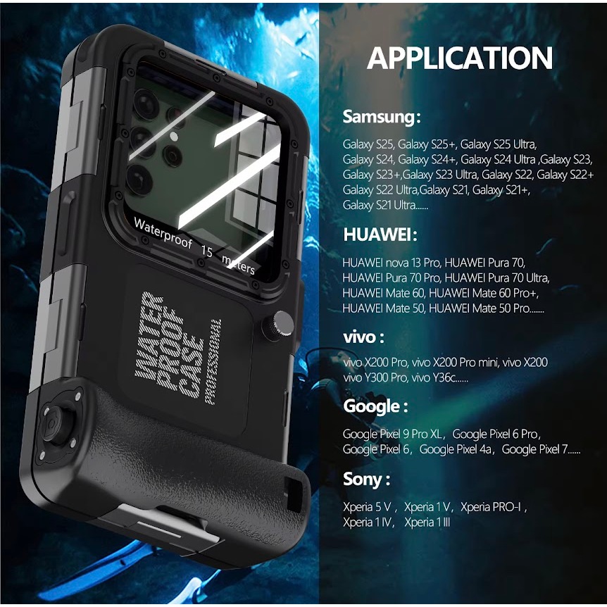 Shellbox Gen4 IP68 15Mเคสโทรศัพท์กันน้ําสําหรับGalaxy S25Ultra S24 Xiaomi 15 Redmi Professional