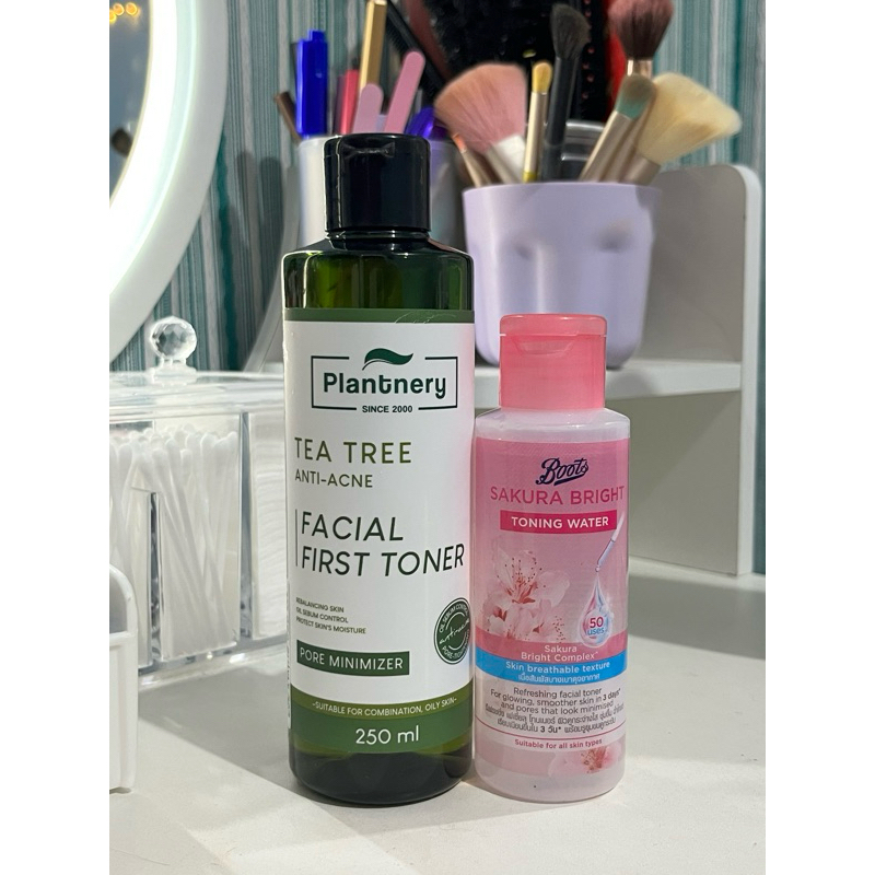 Plantnery Tea Tree First Toner และ boots sakura bright toning water (ขายเป็นคู่)