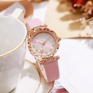[จัดส่งในกทม] แฟชั่นเกาหลี MOYENNE นาฬิกาผู้หญิง แฟชั่น เคสเพชร ลายปลาดาว สายหนัง