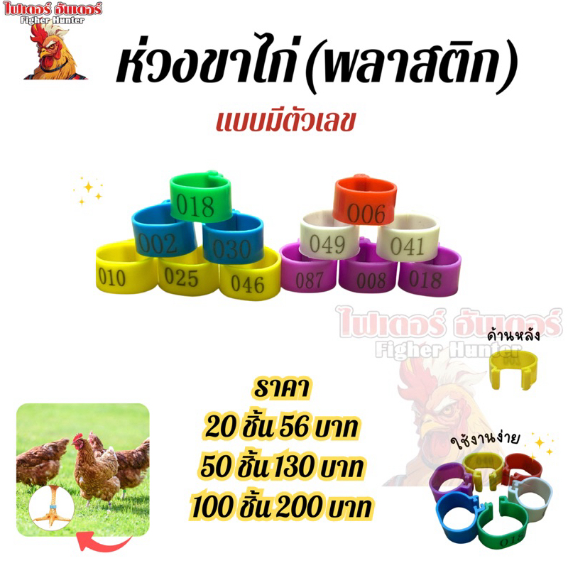 ห่วงขาไก่ (พลาสติก) แบบมีตัวเลข สินค้าพร้อมจัดส่ง