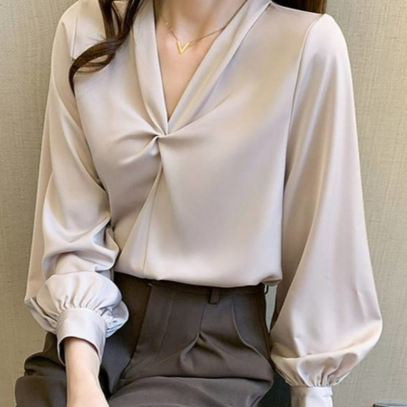 K604 🧸 เสื้อเชิ้ตสาวอวบ รอบอก60++ คอวี แขนยาว เรียบหรู ดูแพง สไตล์ลูกคุณหนูไฮโซ  🧸 - รูปที่ 6