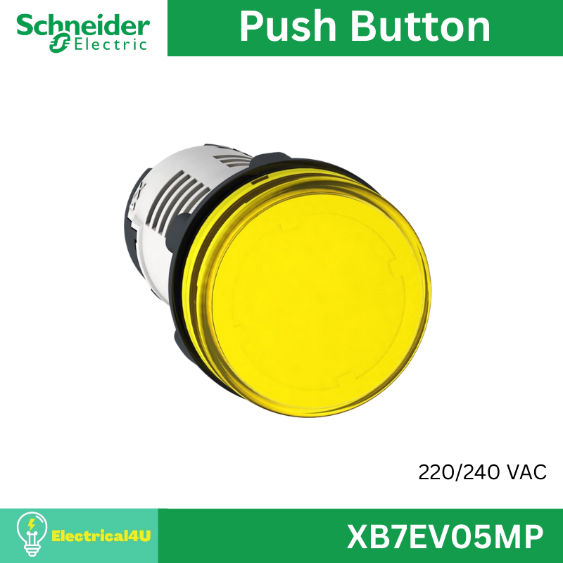 Schneider Electric XB7EV05MP ไพล็อทแลมป์ไฟแสดง LED สีเหลือง แบบต่อตรงใช้กับไฟ 220/240 VAC