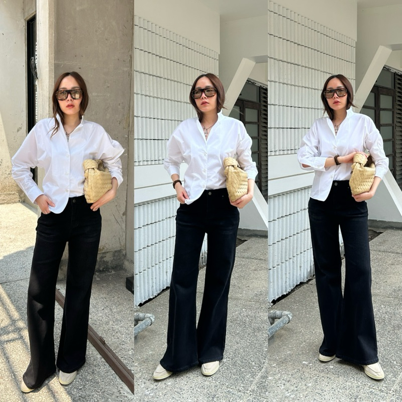 tshopofficial กางเกงยีนส์ Denim ทรงขาม้า