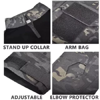 UniWear | เสื้อคอมแบท เสื้อยืดแขนยาวยุทธวิธีมีซิป ผ้านิ่มเบาสบาย COMBAT SHIRT คล่องตัว สีดำ