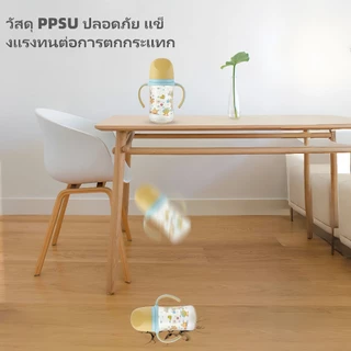 ขวดนมเด็ก PPSU ขวดนม 180ml/240ml ขวดนมคอกว้างสีชา ป้องกันอากาศเข้า กันสำลัก ป้องกันอาการจุกเสียด