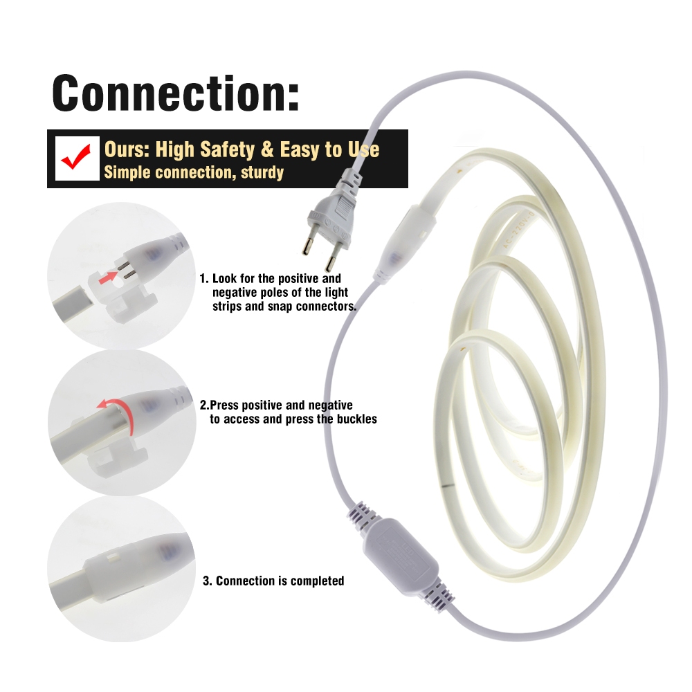 ไฟเส้น COB 220V LED แถบไฟ 9 สี ความหนาแน่นสูง ยืดหยุ่น IP67กันน้ำ ไฟแต่งสวน ไฟติดห้อง เปลี่ยนฟรี พร้อมปลั้ก 288LEDS - รูปที่ 5