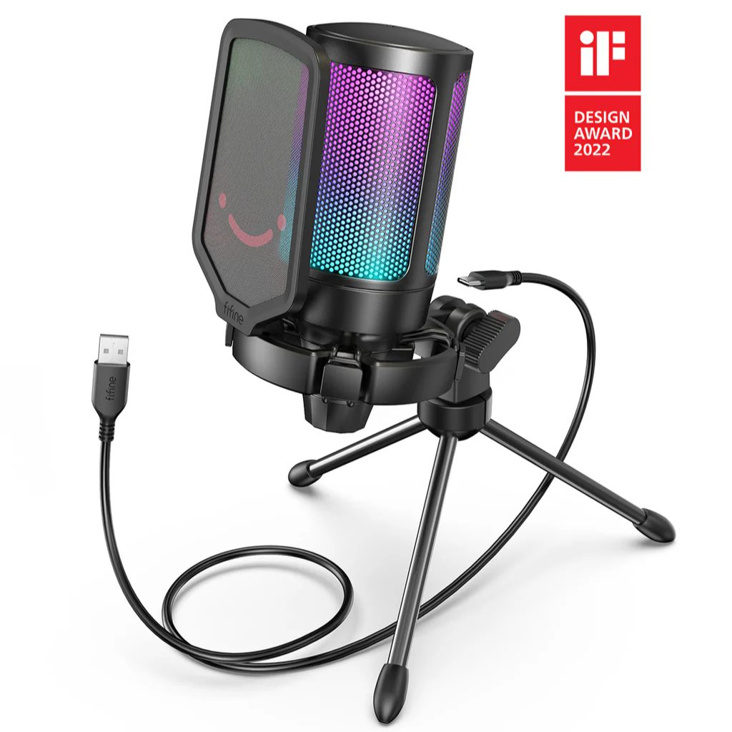 FIFINE AMPLIGAME A6V USB Condenser Microphone: ไมค์เกมมิ่งเสียงใส พร้อมไฟ RGB และประกันศูนย์ 1 ปี