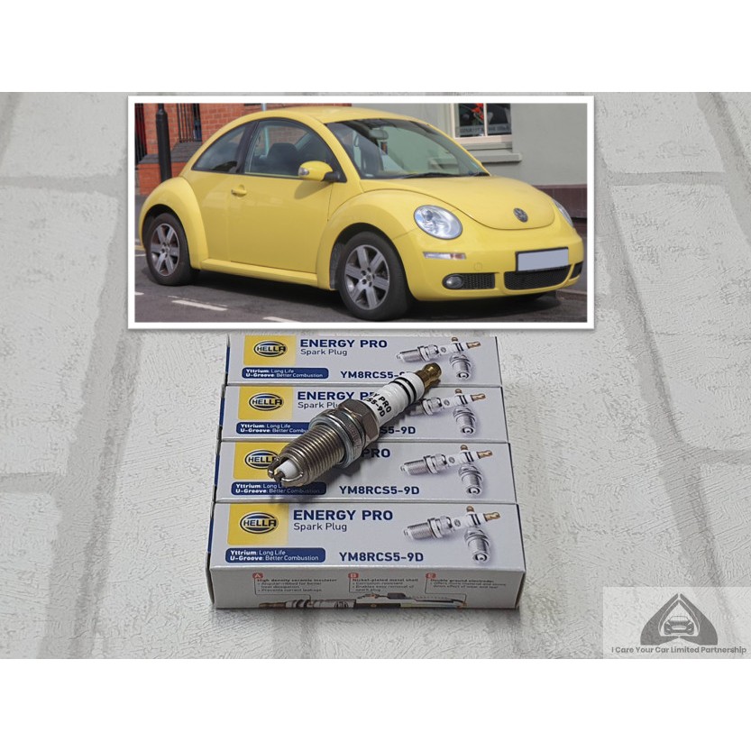 หัวเทียน VW New Beetle ( 1998 - 2010 ) ชุด 4 หัว ชนิดยิธเทรียม ระยะใช้งาน 40000 กม : Hella YM8RCS5-9