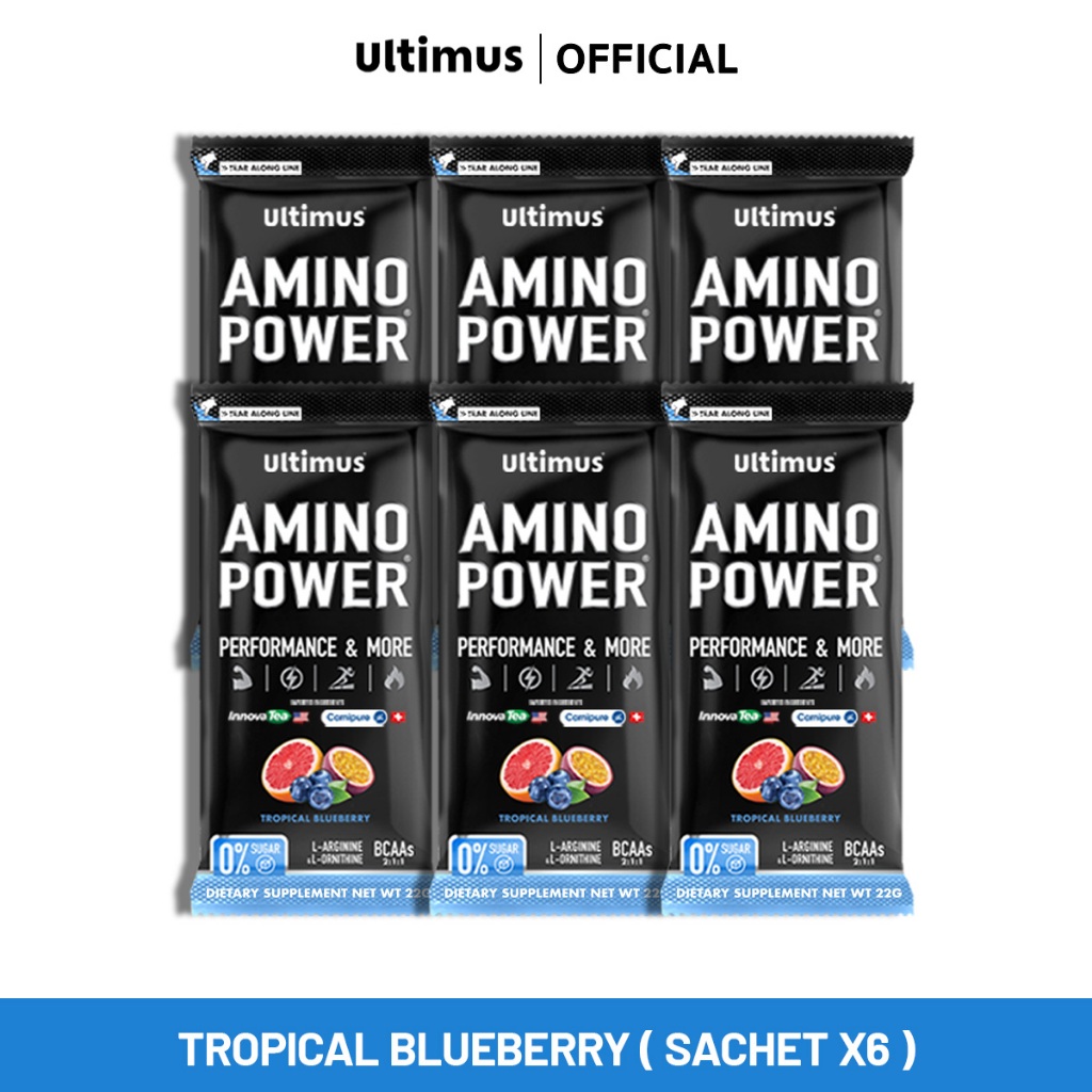 Ultimus Amino Power (Active BCAAs 2:1:1) Tropical Blueberry 1กล่อง ขนาดซอง 22g (Pack6)