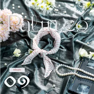 Palin.co | ผ้าพันคอ ผ้าโพกผม ลายจุด รุ่น อร (Orn polka dot scarf) ขนาด 50x50 ซม
