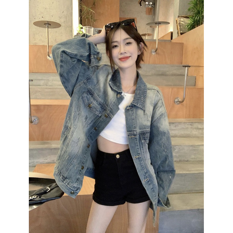 JKใหม่ เสื้อยีนส์ผู้หญิงทรงโอเวอร์ไซส์ พร้อมส่ง