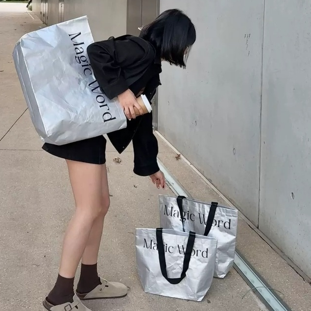 (B344#)ถุงช้อปปิ้งกันน้ำ คล้องแขน กระเป๋ากระสอบ กระเป๋าผ้ารักษ์โลกที่ตอบโจทย์ทุกการใช้งาน