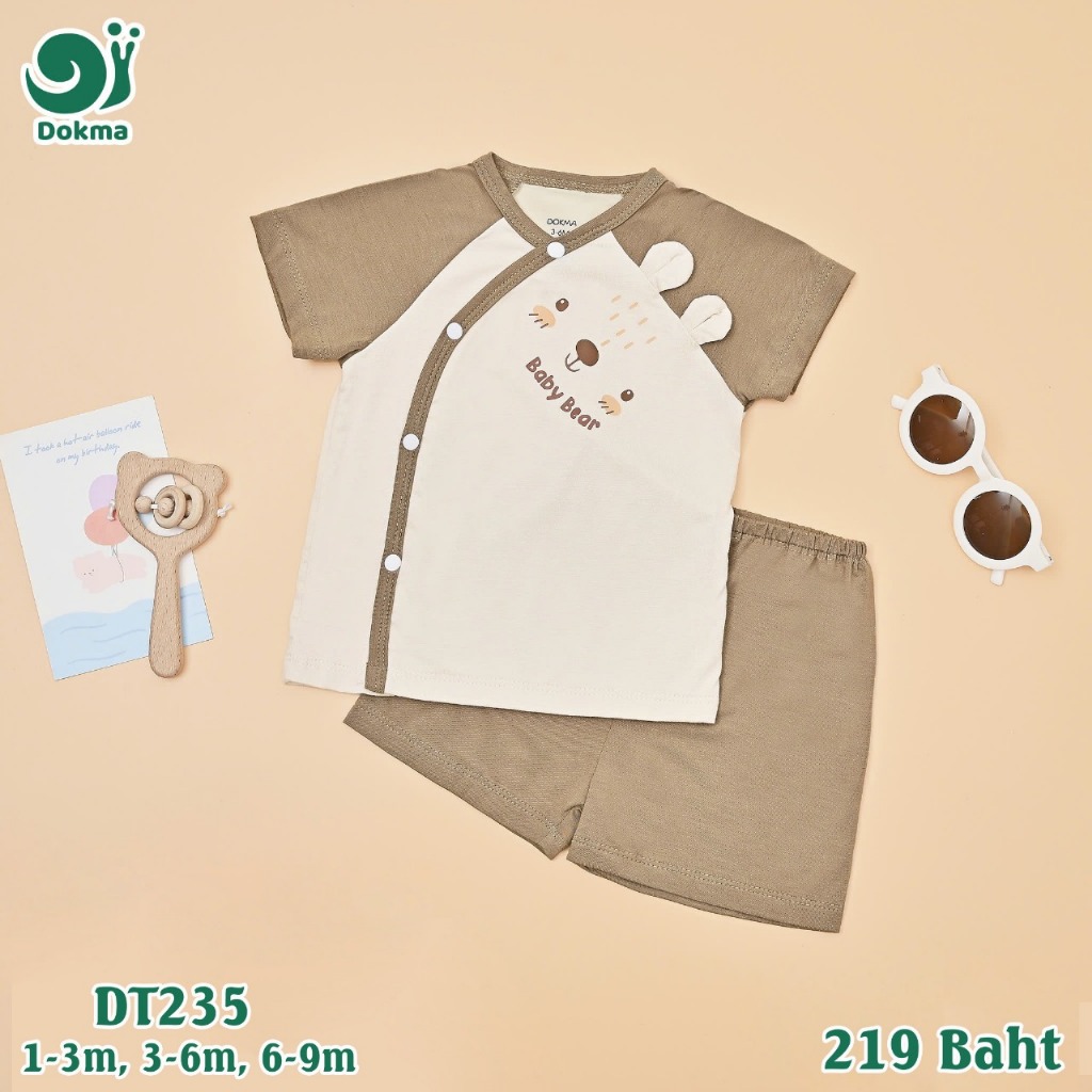 Dokma DT235 ชุดเสื้อแขนสั้น กระดุมป้าย ผ้าเรยอน  (1-3M, 3-6M,6-9M)