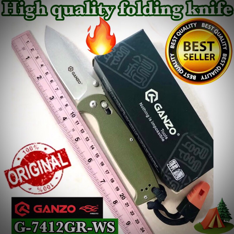 High quality folding knife GANZO G-7412GR-WS for collection and use camping 🏕️