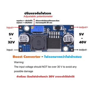 Step-up XL6009 โมดูลเพิ่มแรงดัน DC-DC Step up 4-32V to 5-35V Adjustable แปลงไฟจาก Boost Converter พร้อมโวลต์มิเตอร์ LED