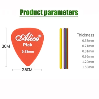 ชุด100ชิ้น ปิ๊กกีตาร์Alice ความหนา0.58/0.71/0.81/0.96/1.2/1.5MM ปิ๊กกีตาร์โปร่ง Guitar pick