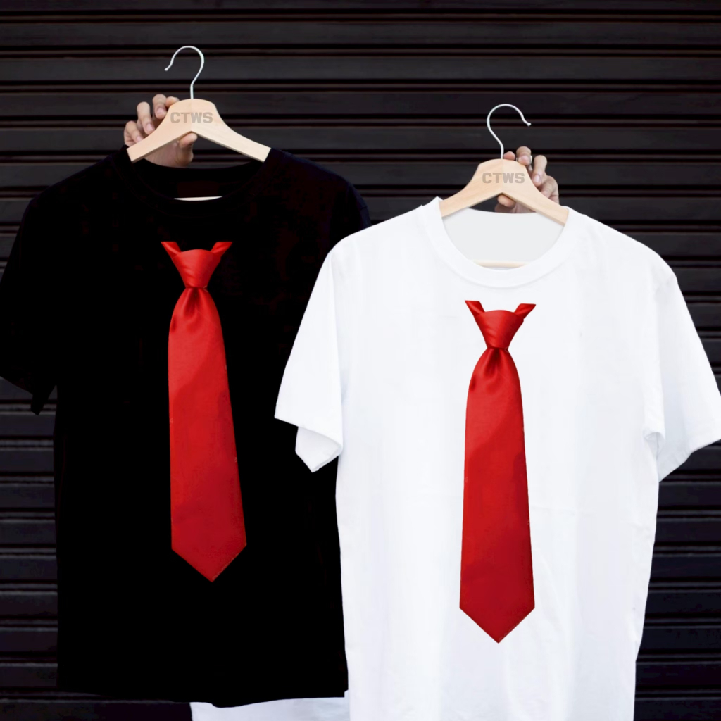 เสื้อยืดสกรีนลาย " เนคไทสีแดง " เสื้อยืดผ้า MICRO POLYESTER 100% เสื้อยืดผ้าไมโครโพลีเอสเตอร์ 100%