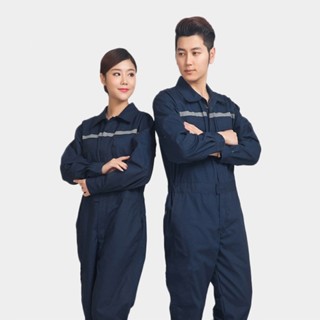 ชุดหมีช่าง ชุดป้องกันงานชิ้นเดียว แถบสะท้อนแสง กันฝุ่นและทนต…