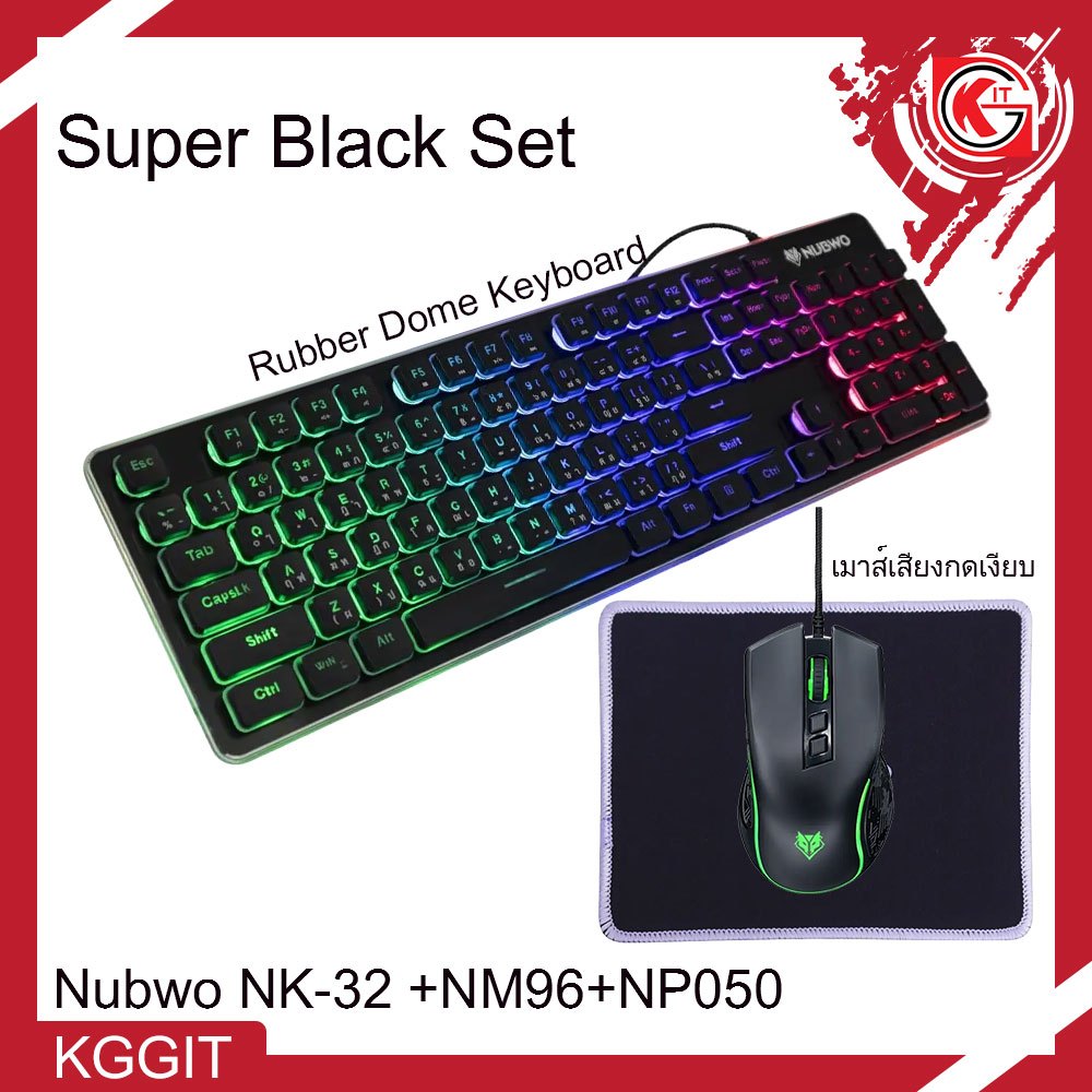 คีย์บอร์ด เกมมิ่ง USB NUBWO รุ่น FORTUNE NK-32 มีไฟ LED