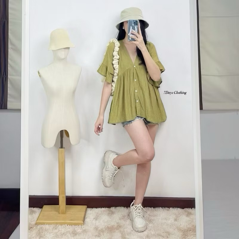 𝟳𝗗𝗮𝘆𝘀 𝗖𝗹𝗼𝘁𝗵𝗶𝗻𝗴 - มี 32 สี/ลาย (ชุดเซ็ทมาใหม่ /สีพื้น/ลายโบว์/ลายดอก/ลายจุดมาใหม่) เสื้อสไตล์โอเวอร์ไซส์เกาหลี - รูปที่ 7