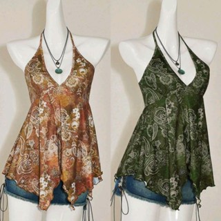 พร้อม​ส่ง​ 🍒​🌈​ เสื้อ​คล้อง​คอ​คอวี​ลาย​ดอกไม้​ ลายผีเสื้อ​ …