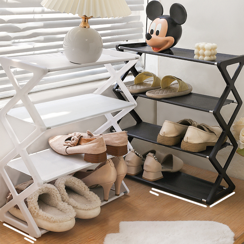 HOGO ชั้นวางรองเท้า ชั้นวางรองเท้าสแตนเลส ชั้นวางรองเท้ารูปตัวx ประหยัดพื้นที่ ชั้นวางอเนกประสงค์