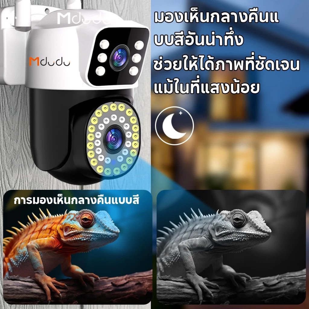 [ซื้อ1แถม1]Mdudu yoosee กล้องสองเลนส์ WiFi หน้าจอคู่ 2กล้อง IP ดูพร้อมกันได้ Color Full HD ​8M กลางคืนภาพสี กล้องวงจรปิด thumbnail 5