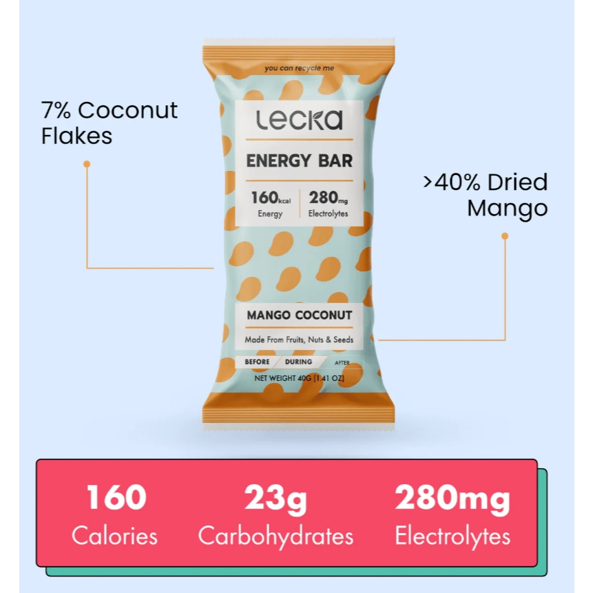 LECKA ENERGY BAR ผลไม้อัดแท่งผสมธัญพืช บาร์ให้พลังงานสูง เหมาะสำหรับ วิ่งเทรล เดินป่า ขนาด40g - รูปที่ 6